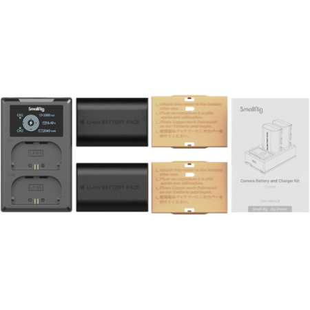 SmallRig 3821 - zestaw ładowarki i dwóch akumulatorów Canon LP-E6NH - zawartość zestawu